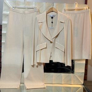 St. John Collection 4 Piece Suit-Skirt & Pants “Bright White” NWT